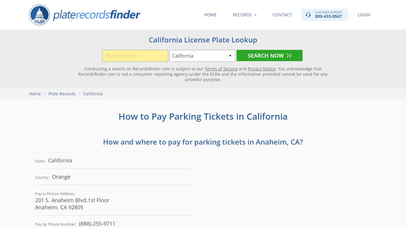 California License Plate Search Online - RecordsFinder.com